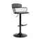 Armen Living Nash Adjustable Black Wood Bar Stool in Gray Faux Leather with Black Metal LCNABABLKGRY - alternate 1